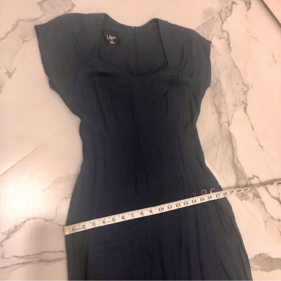 Vintage Léger dress navy blue linen size small - Picture 8 of 11